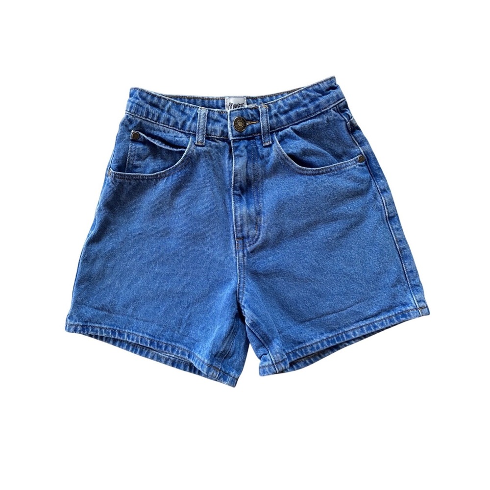 Princess Polly High Waisted Denim Shorts Medium Wash Blue Size 2 US